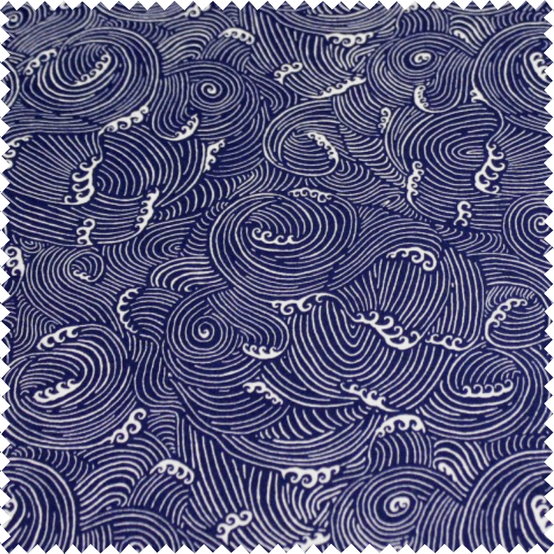 Tissu bleu vagues japonaises