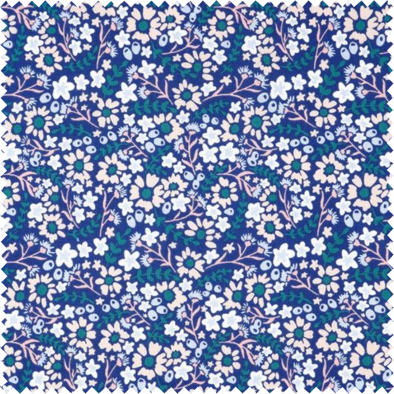 Tissu bleu vert fleurs