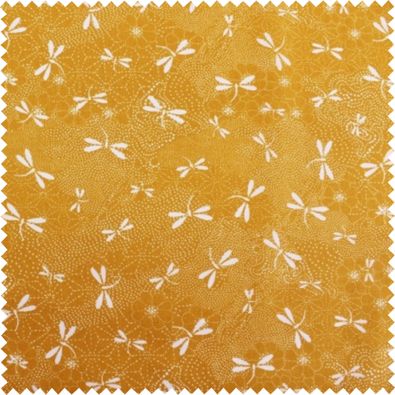 Tissu jaune libellules