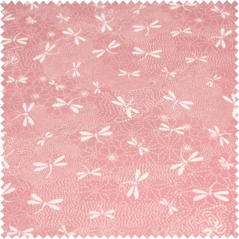 Tissu rose libellules